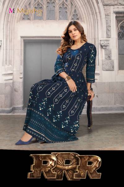 RRR Vol 1 By Majisha Nx Fancy Stylish Foil Printed Gown Collection